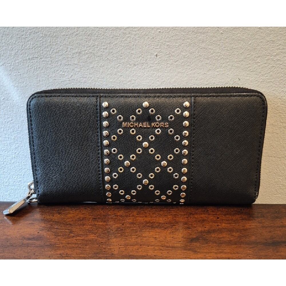 Michael Kors Black Wallet with Silver & Gold Accents  9 X 4